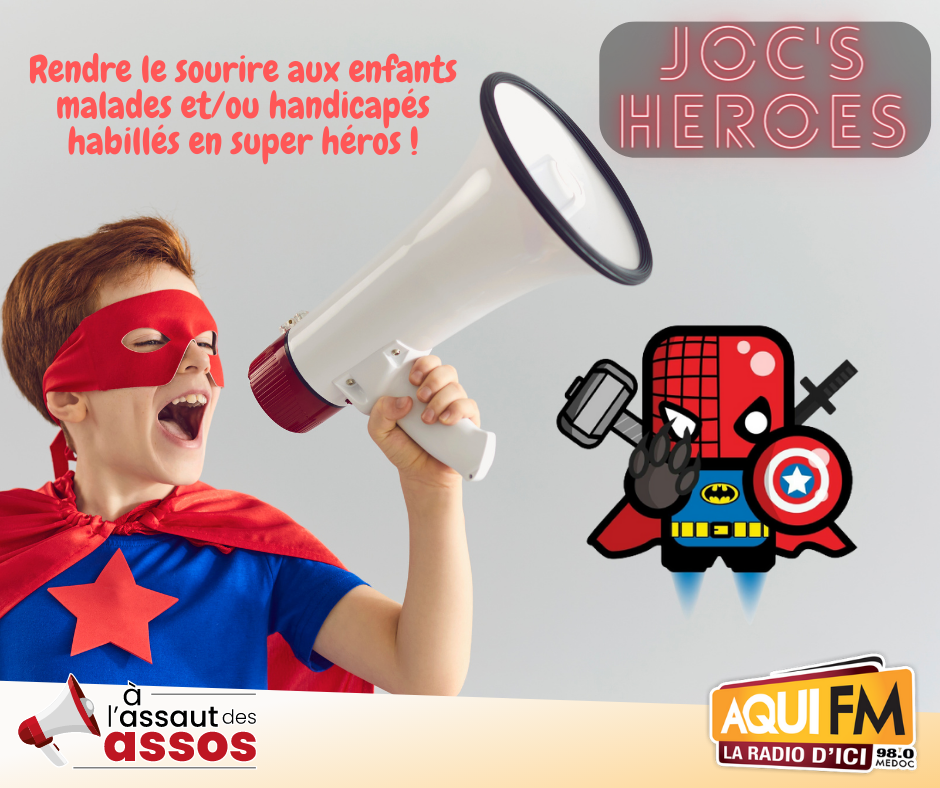Visuel pour l'émission radio de l'association JOC's Heroes sur AquiFM.